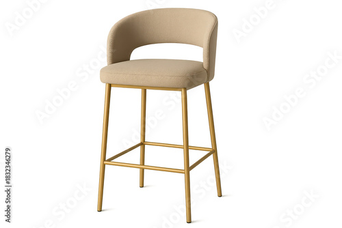 Wallpaper Mural Elegant beige upholstered bar stool with gold legs isolated on transparent background Torontodigital.ca