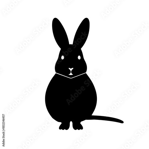 Black and white rabbit animal silhouette illustration