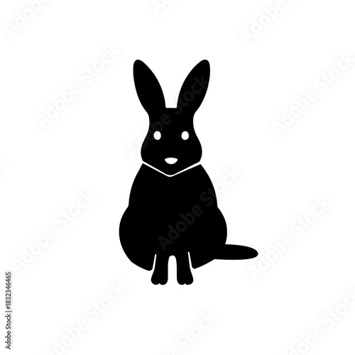 Black and white rabbit animal silhouette illustration