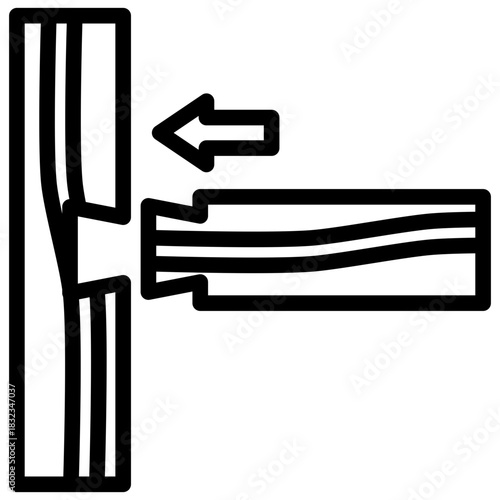 Groove Join Black Outline Icon, Mini Illustration Relate To Carpentry, Wood Industry. Use For Modern Concept, Ui, Ux Web And App Development.