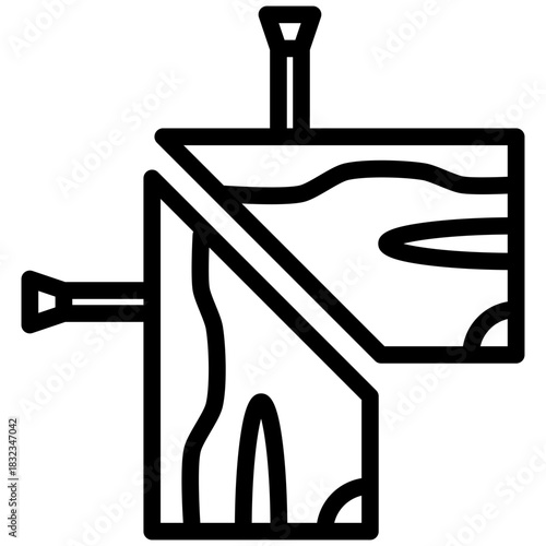 Groove Join Black Outline Icon, Mini Illustration Relate To Carpentry, Wood Industry. Use For Modern Concept, Ui, Ux Web And App Development.