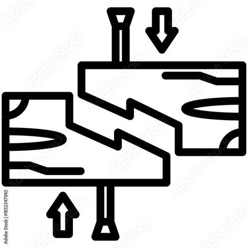 Groove Join Black Outline Icon, Mini Illustration Relate To Carpentry, Wood Industry. Use For Modern Concept, Ui, Ux Web And App Development.