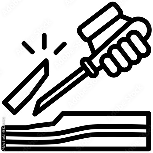 Gouge Cutter Black Outline Icon, Mini Illustration Relate To Carpentry, Wood Industry. Use For Modern Concept, Ui, Ux Web And App Development.