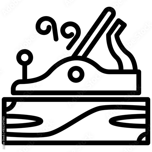 Hand Planer Black Outline Icon, Mini Illustration Relate To Carpentry, Wood Industry. Use For Modern Concept, Ui, Ux Web And App Development.