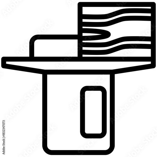 Jointer Machine Black Outline Icon, Mini Illustration Relate To Carpentry, Wood Industry. Use For Modern Concept, Ui, Ux Web And App Development.
