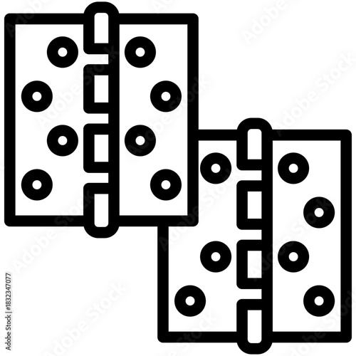 Hinge Black Outline Icon, Mini Illustration Relate To Carpentry, Wood Industry. Use For Modern Concept, Ui, Ux Web And App Development.