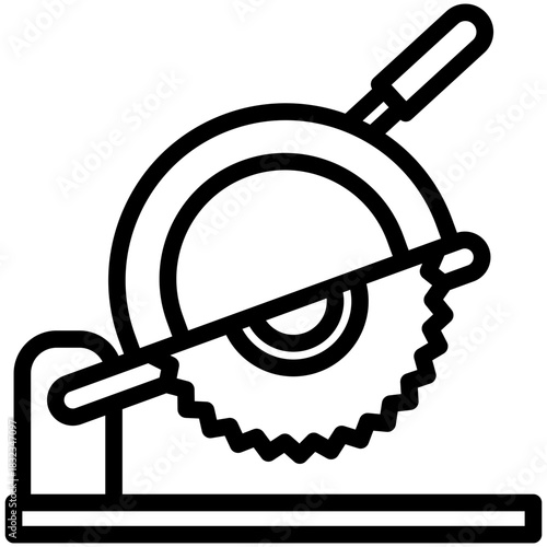 Electric Saw Black Outline Icon, Mini Illustration Relate To Carpentry, Wood Industry. Use For Modern Concept, Ui, Ux Web And App Development.