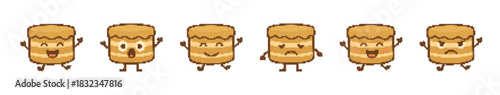 Animated Pixel Treat Characters Displaying Different Emotions in a Row