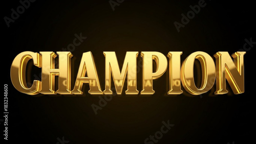 Golden champion text effect with a dark background in a bold and luxurious style design concept render