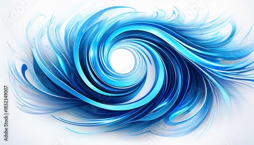 abstract blue neon swirl isolated on white