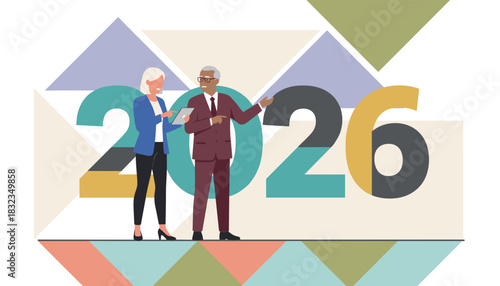 Business professionals discussing strategy for 2026 Financial planning and future success projection