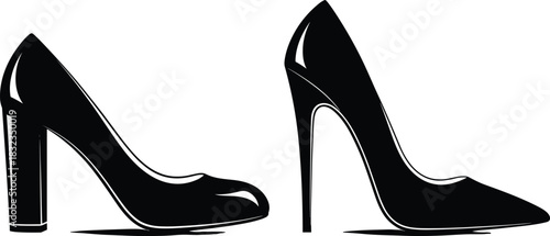 High heel shoe vector set featuring elegant women’s stilettos and pumps in stylish silhouette design for fashion illustration, footwear branding, and apparel graphics