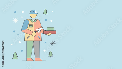 Professional builder working in winter Mason with trowel and bricks Construction industry vector art