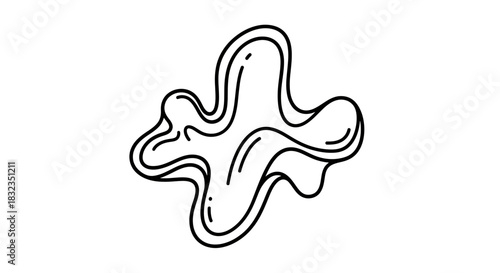 Abstract liquid splash line art drawing of an organic fluid shape.