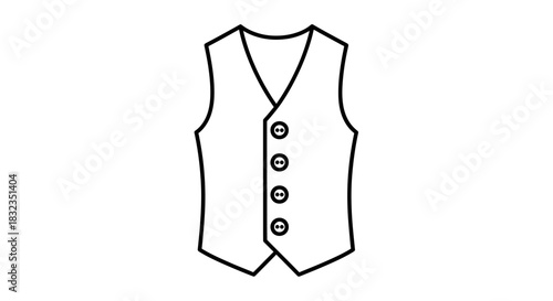 Simple Formal Vest Clothing Icon Illustration