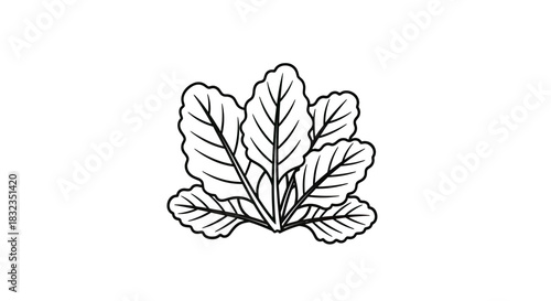 Simple line art drawing of a leafy green plant icon.