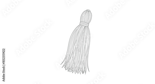 Hand drawn decorative tassel line art illustration