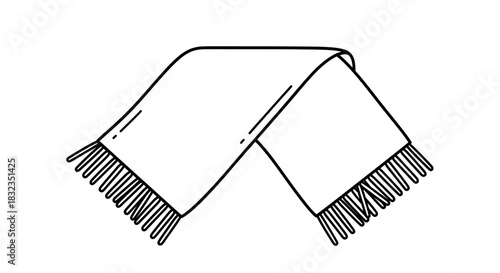 Simple line art illustration of a folded winter scarf.