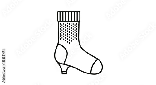 A conceptual sock with a heel design is isolated on white.