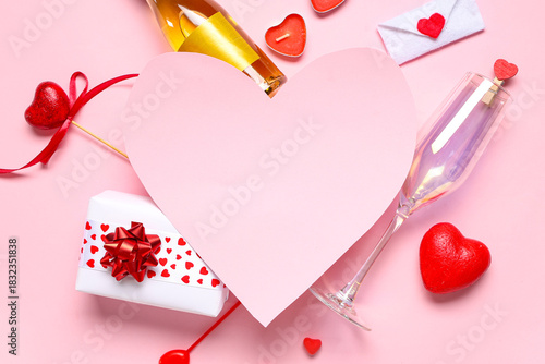 Heart shaped blank card wit...