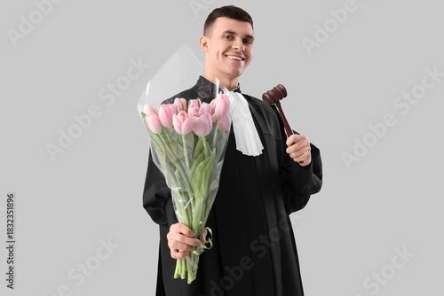 Male judge with tulips and ...