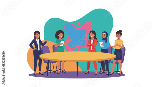 Diverse businesswomen team meeting showing professional collaboration and female empowerment