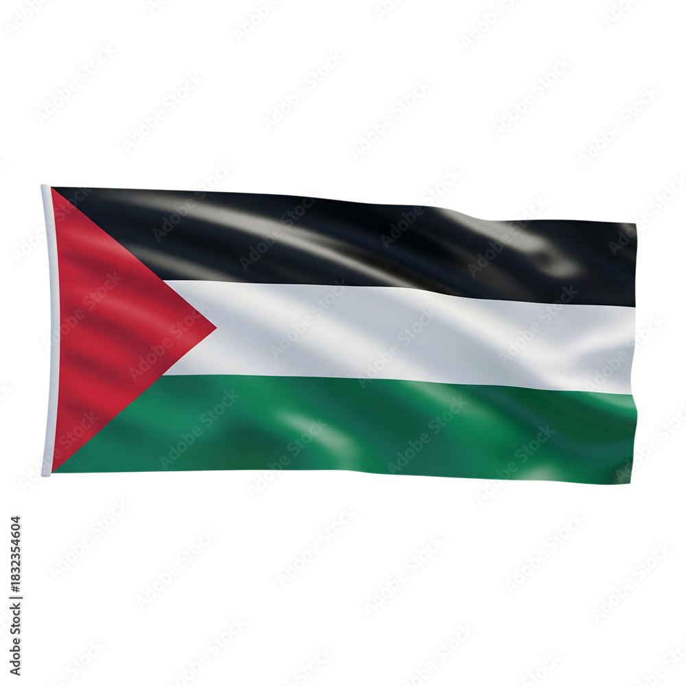 Fototapeta premium Waving palestinian flag on black background