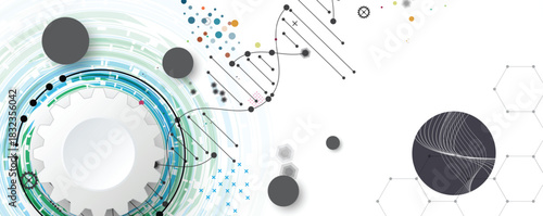 Futuristic medical background,  DNA strands, connected neural web