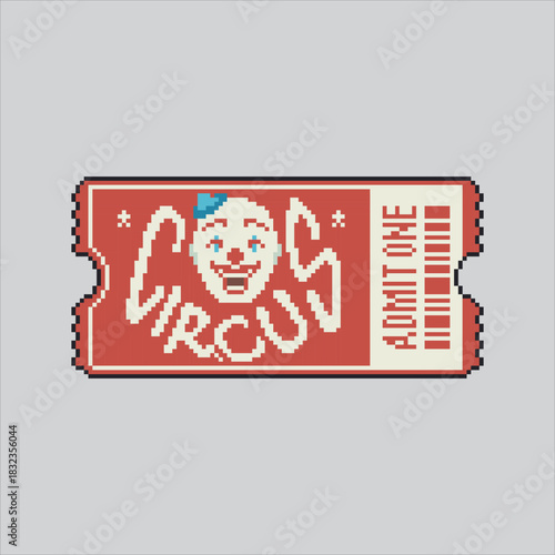 Pixel art illustration Circus Ticket. Pixelated Entertainment Ticket. Big Circus Ticket Icon pixelated for the pixel art game and icon for website and video game. old school retro.