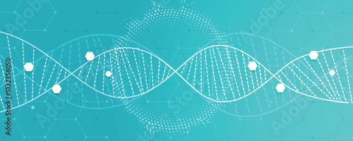 Futuristic medical background,  DNA strands, connected neural web