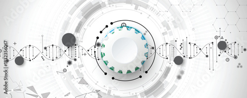 Futuristic medical background,  DNA strands, connected neural web