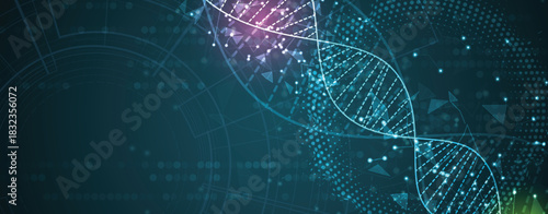 Futuristic medical background,  DNA strands, connected neural web