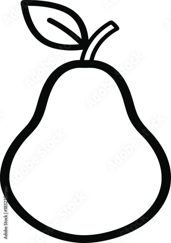Simple Pear Fruit Outline Icon or Black Line Art Vector
