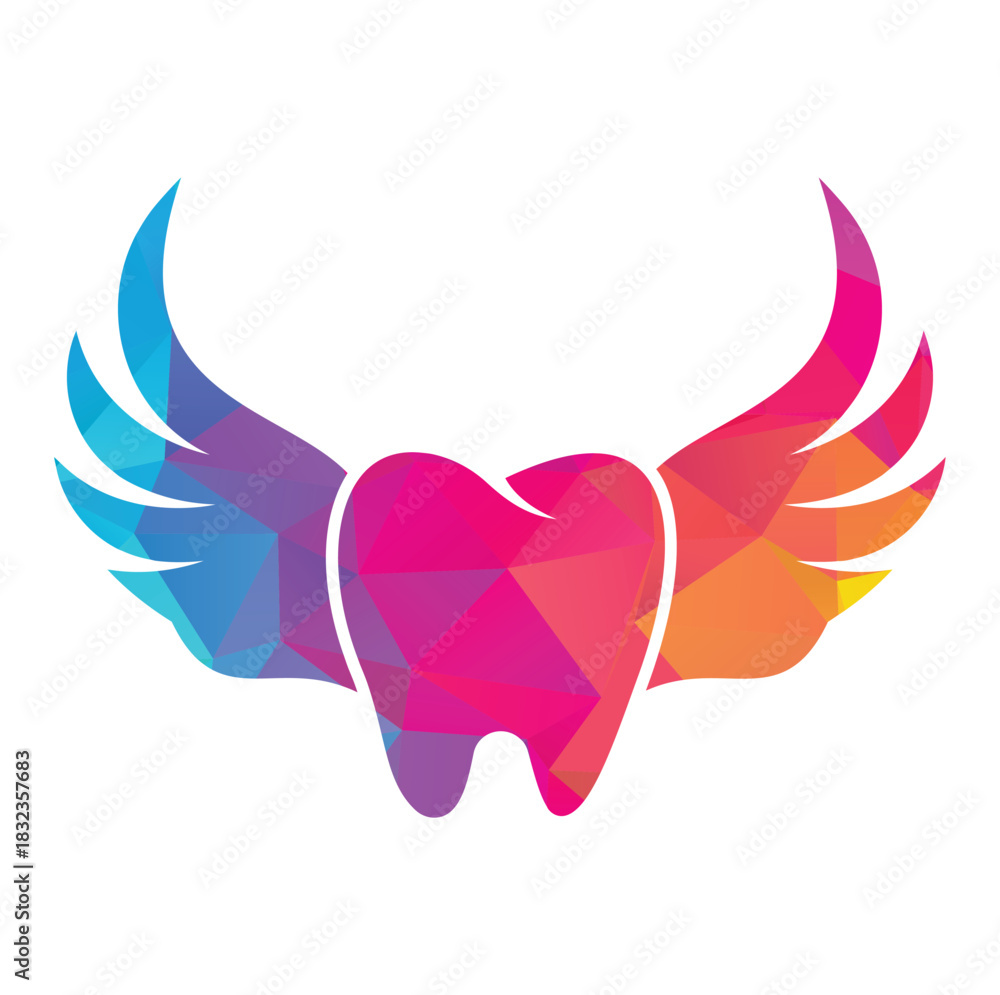 Obraz premium Dental Wings Logo Icon Design. Dentist Tooth with Wings vector illustration