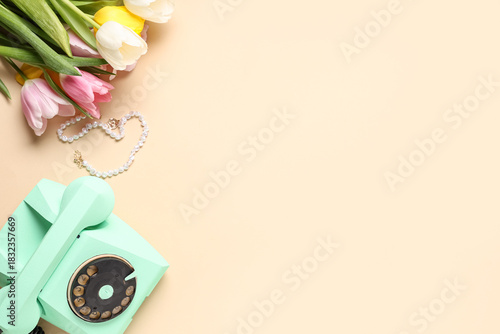 Retro telephone with beauti...