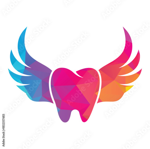 Dental Wings Logo Icon Design. Dentist Tooth with Wings vector illustration
