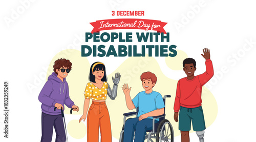 Diverse group celebrating International Day for People with Disabilities together