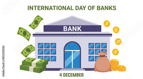 Celebrate International Day of Banks with vibrant financial success illustrations