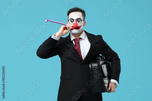 Young man as clown business...