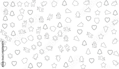 Festive Outlines: A collection of charming outline illustrations featuring a festive assortment of shapes.  Ideal for various design applications, including holiday-themed content.