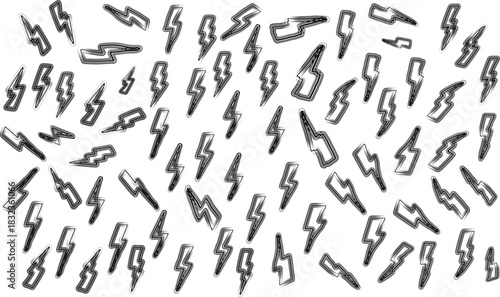 Electric Storm Abstract: A dynamic illustration features a chaotic yet captivating arrangement of lightning bolts, capturing the raw energy and visual impact of a storm.