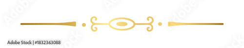 Gold text divider doodle. Wedding decorative element. Divider ornament, border, vintage line separator. Hand drawn vector illustration isolated on a transparent background