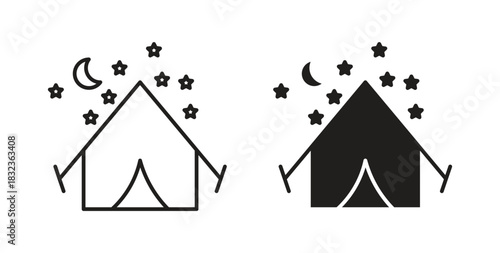 Night camping icon isolated vector Illustration. Vector pictogram for web and app