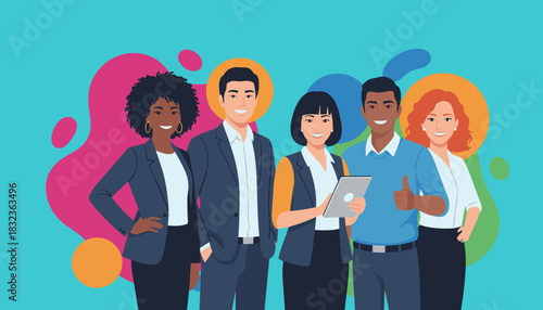 Diverse successful business team standing together Professional partnership unity and growth concept