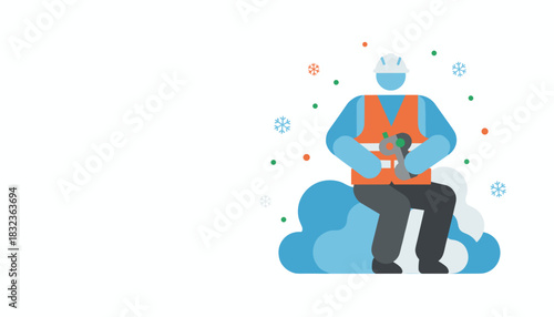 Utility worker in safety gear handling winter operations