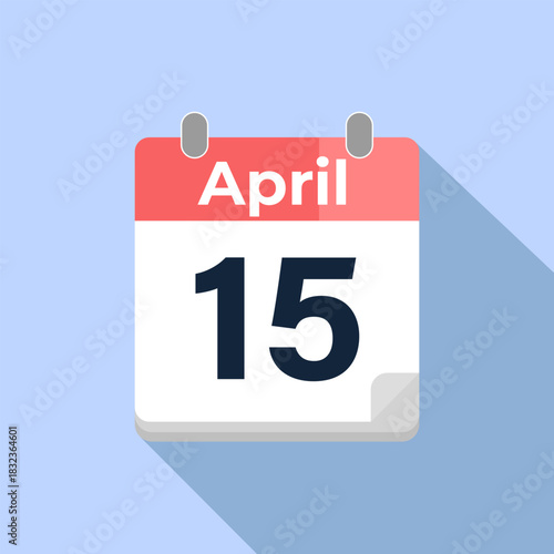 April 15 Vector Calendar
Modern flat color vector calendar with date