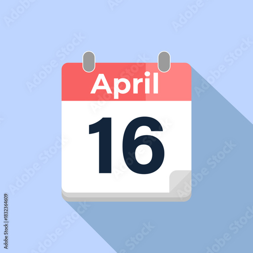 April 16 Vector Calendar
Modern flat color vector calendar with date