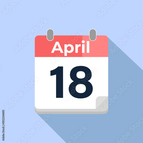 April 18 Vector Calendar
Modern flat color vector calendar with date
