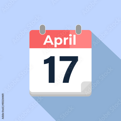 April 17 Vector Calendar
Modern flat color vector calendar with date