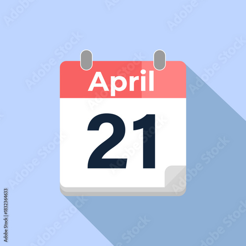 April 21 Vector Calendar
Modern flat color vector calendar with date